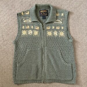 Woolrich Women's Sage Green Zip-Front Knit Vest